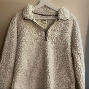 fuzzy white Dylan zip up!! super cozy and soft, size medium. paid $150